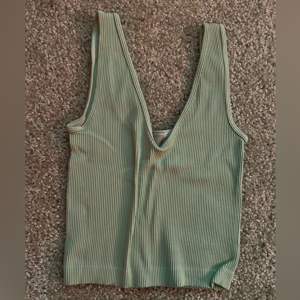 Mint Green Ribbed Women's Crop Top